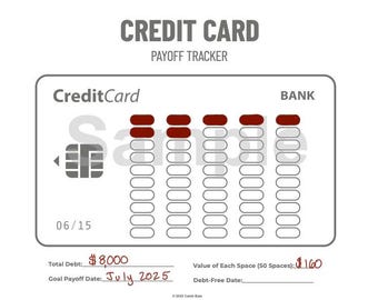 Credit Card Payoff Chart (digital download) // Fill in 50 Blocks to Stay Motivated to Pay off Your Credit Cards!