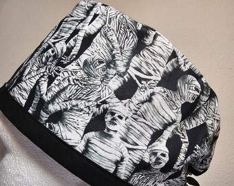Mummy Surgical Scrub Cap, Creepy Scrub Cap, Spooky cap, Surgeon's Cap, Nurse Cap, Veterinarian Cap,  Dentist Cap, Funny Cap, Lab Tech Cap