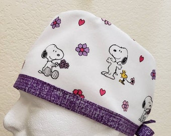 Women/'s Euro Style Scrub Hat Valentine Snoopy