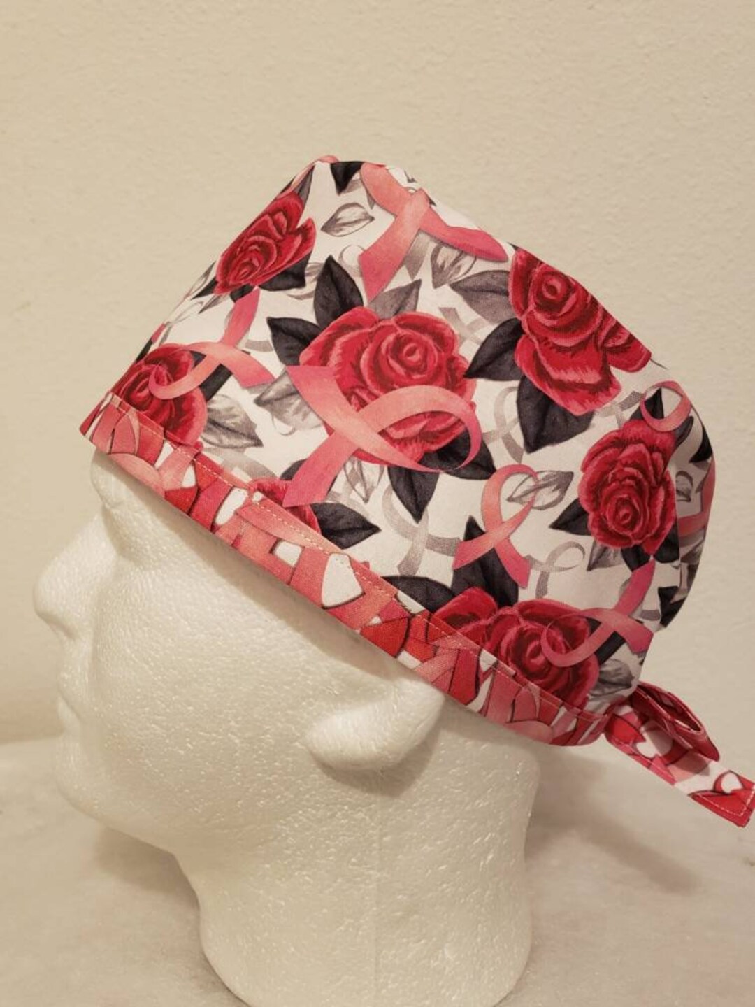 Roses and Ribbons, Breast Cancer Awareness, Surgical Scrub Cap - Etsy
