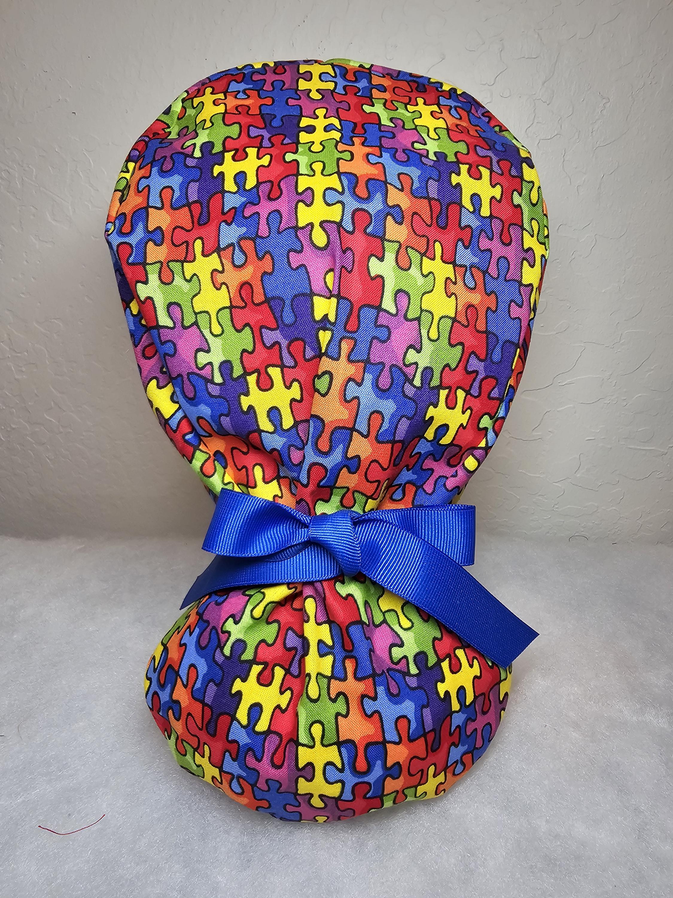 Autism Awareness Surgical Scrub Cap,, Ponytail Scrub Cap, Surgeon's Cap ...