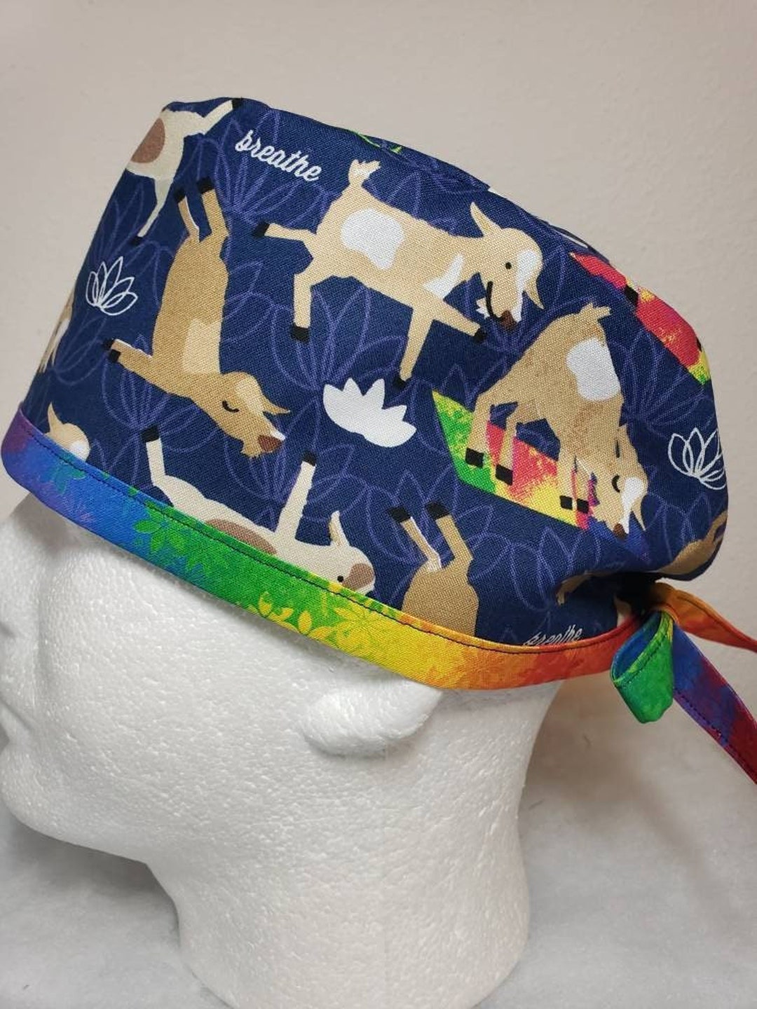 Goat Capslab Goat Yoga Surgical Scrub Cap, Nurse Cap, Dentist Cap, Veterinarian Cap ...