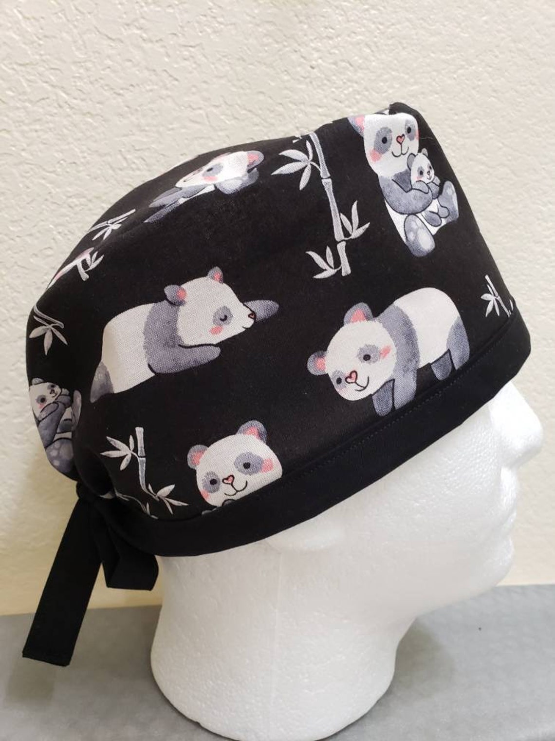Black and White Panda Surgical Scrub Cap Etsy