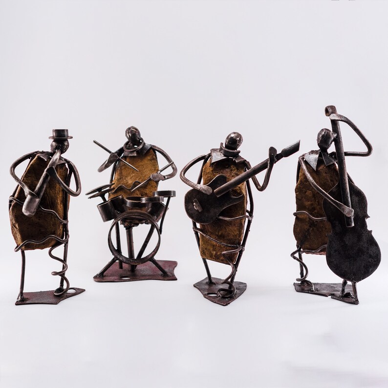 Rock Band metal and stone figurines metal art unique gift Etsy