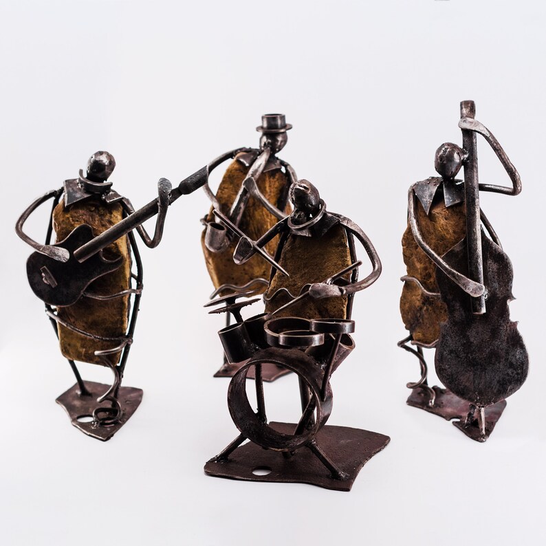 Rock Band metal and stone figurines metal art unique gift Etsy