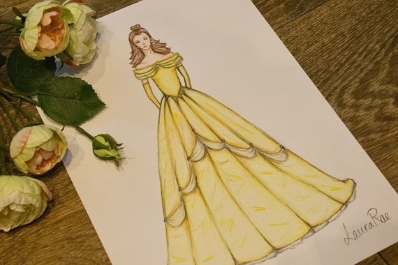 Disney Princess Art Princess Sketch Princess Belle Beauty Etsy Denmark