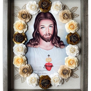 11” x 14” Sacred Heart of Jesus / Sagrado Corazón de Jesús Shadowbox