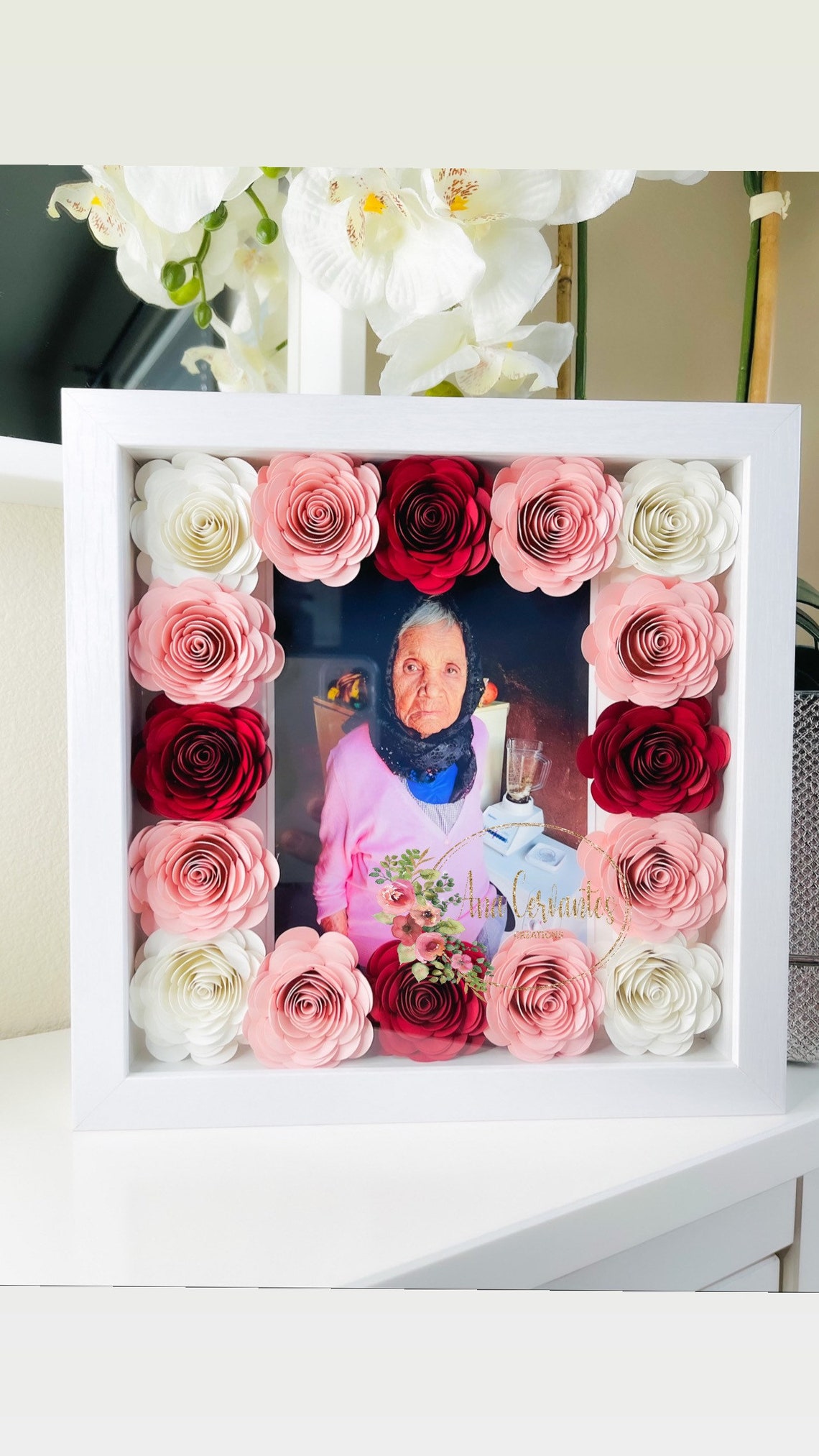 Memorial Custom Made Shadow Boxes with Roses and Vinyl Print Etsy