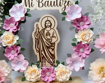 Recuerdos Centros de Mesa Para Bautizo Virgen de Guadalupe San Judas Tadeo