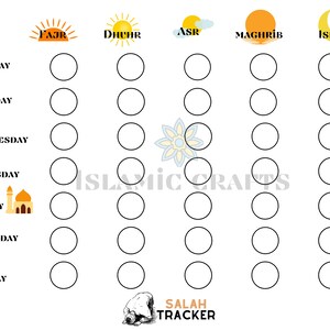 Salah Tracker for kids Salah Chart Digital prints Kids | Etsy