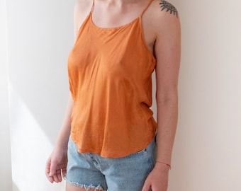 90s Sleeveless Women's Top Orange | Chic Vintage Loose Blouse | Oversized Summer Beachwear