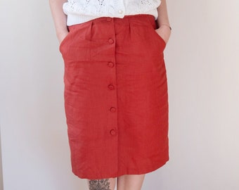 Vintage Red Brick Button Skirt Size M