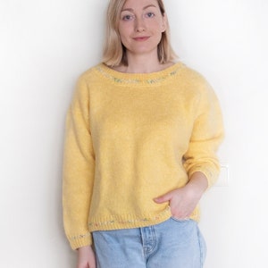 Lemon Yellow Vintage Sweater Fluffy Women's Pullover Spring/Summer Knitwear image 3