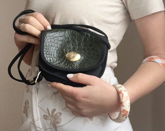 Vintage Crossbody Mini Bag | Small Purse Green & Black