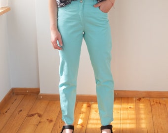 Vintage Damen Tapered Hose | Mom-Jeans mit hoher Taille | Helle Sommerhosen