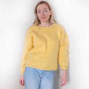 Lemon Yellow Vintage Sweater Fluffy Women's Pullover Spring/Summer Knitwear image 4