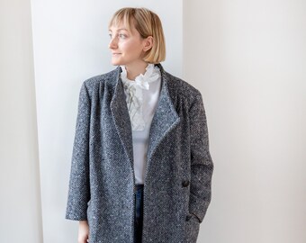 Vintage Wool Coat | Preppy Style Overcoat | Oversized 80s Coat | Fall Season Wardrobe