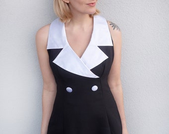 50s Vintage Schwarzes Midi Kleid