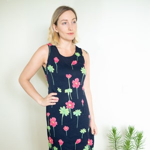 90s Short Sleeveless Floral Summer Dress Size M image 1