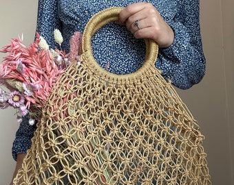 Vintage Woven Straw Beach Bag