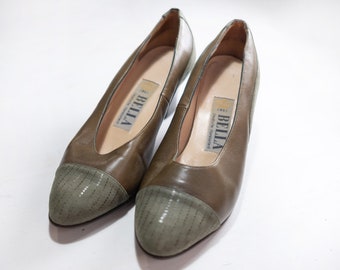 Women's Vintage Heels In Green & Brown