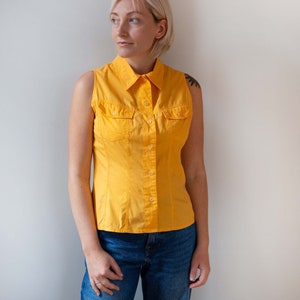 Vintage Women's Sleeveless Collared Blouse in Orange, Second Hand Summer/Vacation Top image 2
