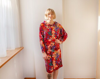 80s Vintage Floral Dress Size M