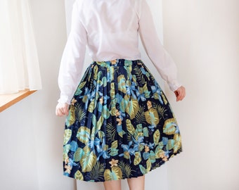 80s Pleated Midi Flower Skirt Size M