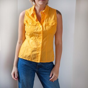 Vintage Women's Sleeveless Collared Blouse in Orange, Second Hand Summer/Vacation Top image 4