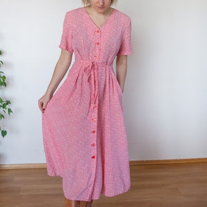 Vintage Maxi A-Line Summer Dress Button Down Boho Floral Dress image 4