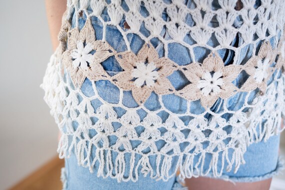 Vintage Crochet Knit Mesh Net Top | Women's Boho … - image 5