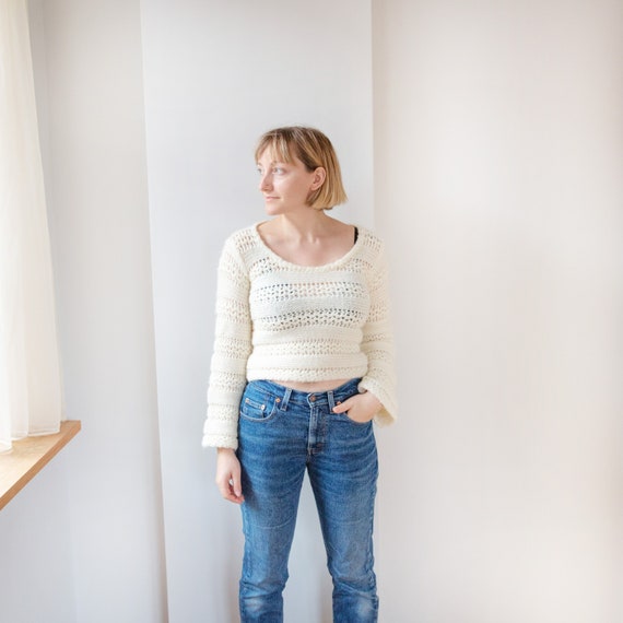 Size XS/S Vintage Crochet Sweater, Women's Long S… - image 1