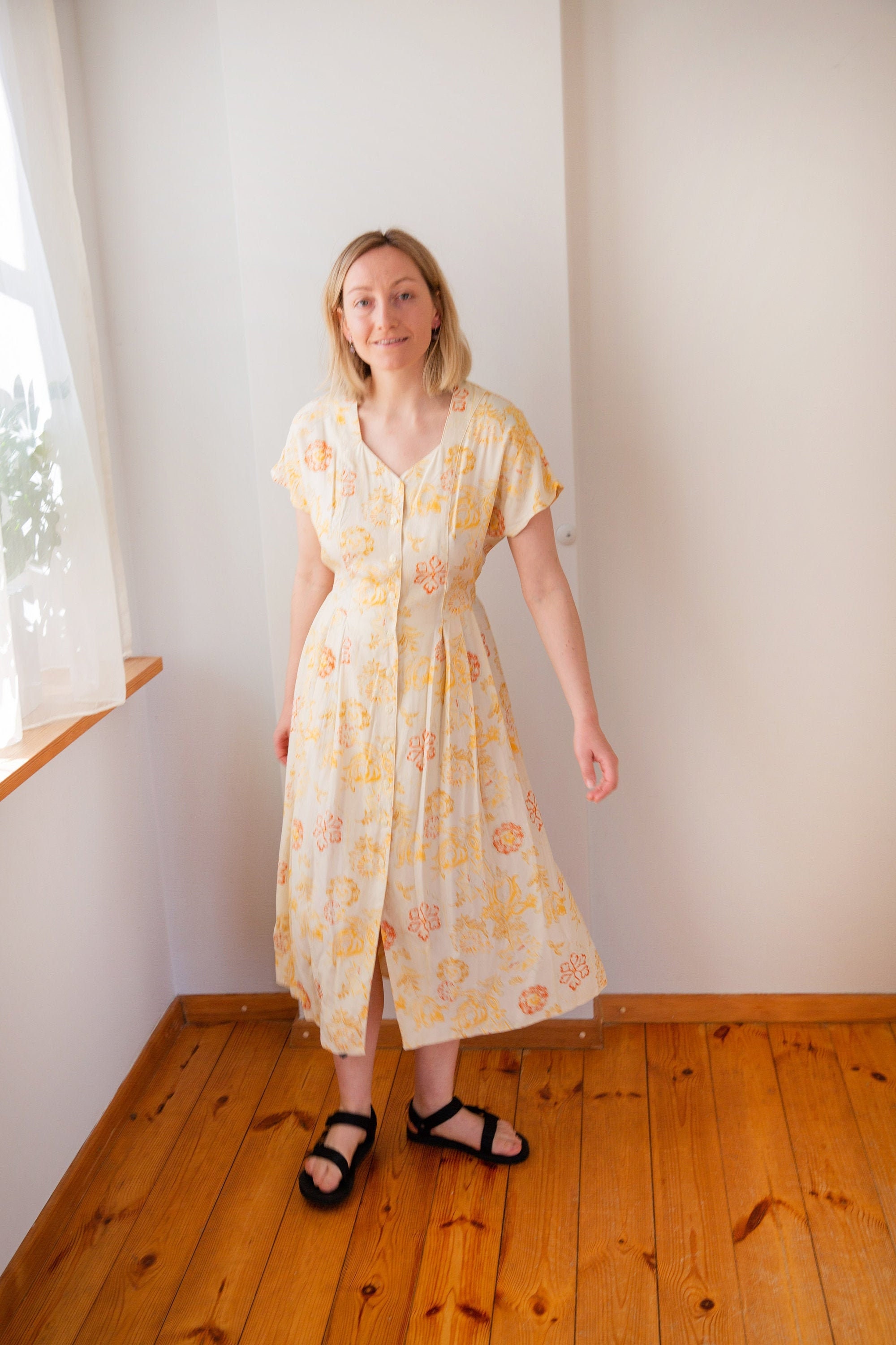 Vintage ALinie Kleid Langes Second Hand Kleid Größe M Etsy