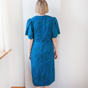 80s Ruched Dress in Blue & Green Size XL image 5