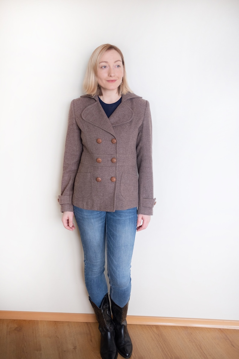 Size S Womens Winter Coat Vintage Wool Coat Short Warm Women Coat Women Second Hand Clothing