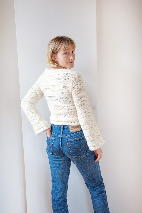 Size XS/S Vintage Crochet Sweater, Women's Long S… - image 2