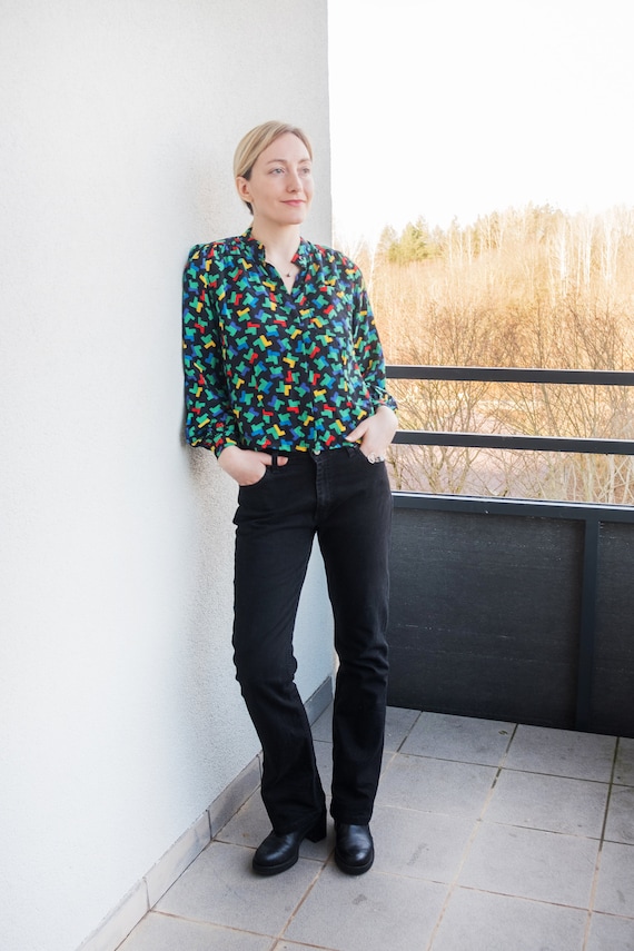 Vintage Lee Jeans, Pure Black Flared Jeans, Second