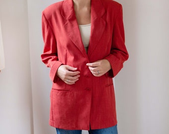 Blazer surdimensionné vintage | Veste de costume pour femme avec poches | Cardigan à manches longues