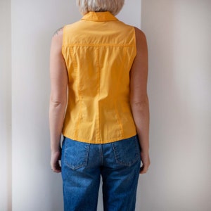 Vintage Women's Sleeveless Collared Blouse in Orange, Second Hand Summer/Vacation Top image 5