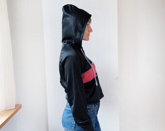 Vintage Sporty Jumper In Black, Women Vintage Hoodie Size S