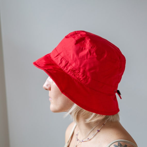 Vintage Bucket Hat, Men's/women's Red Fishing Hat, 80s Hiking Clothes 