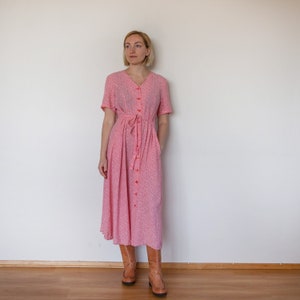 Vintage Maxi A-Line Summer Dress Button Down Boho Floral Dress image 3
