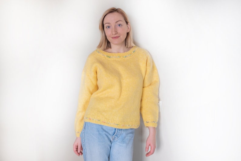 Lemon Yellow Vintage Sweater Fluffy Women's Pullover Spring/Summer Knitwear image 4