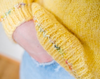 Lemon Yellow Vintage Sweater | Fluffy Women's Pullover | Spring/Summer Knitwear