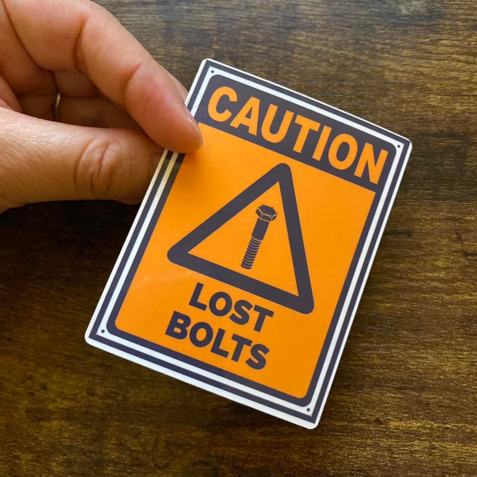 Mechanic Tool Box Stickers Caution Lost Bolts Cars Waterproof Laminated ...