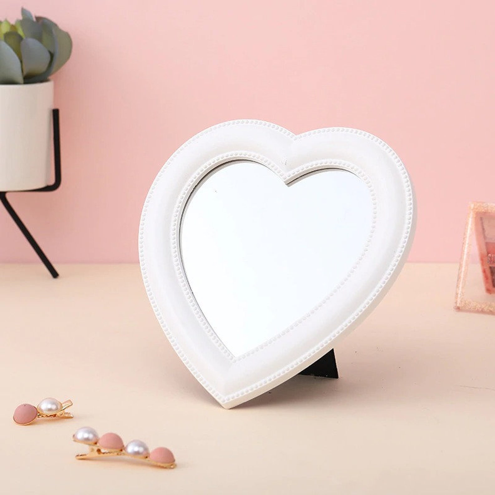 Cute Heart Desktop Mirror Etsy