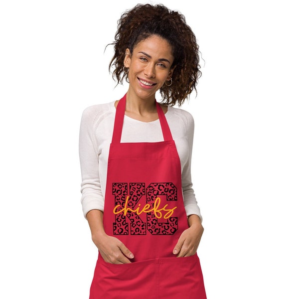 KC Chiefs Apron with front pockets | 100% Organic Cotton