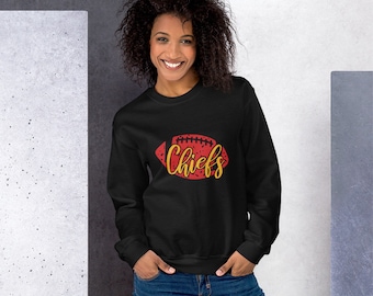 Sudadera de cuello redondo de fútbol americano de los KC Chiefs para mujer