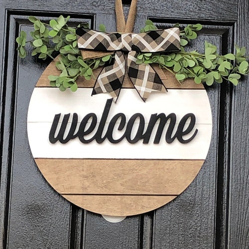Black Welcome Door Sign Front Door Door Decoration Farmhouse | Etsy