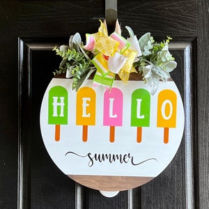 Summer Front Door Decor, Welcome Door Sign, Hello Summer, Front Door Hanger, Summer Door Wreath